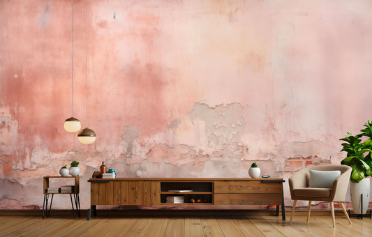 Vintage Pink Beige Distressed Marble Wallpaper – detail view, Golden Era Walls