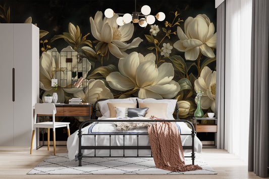 Luxury Dark Floral Non Floral Wallpaper – lifestyle view, Golden Era Walls