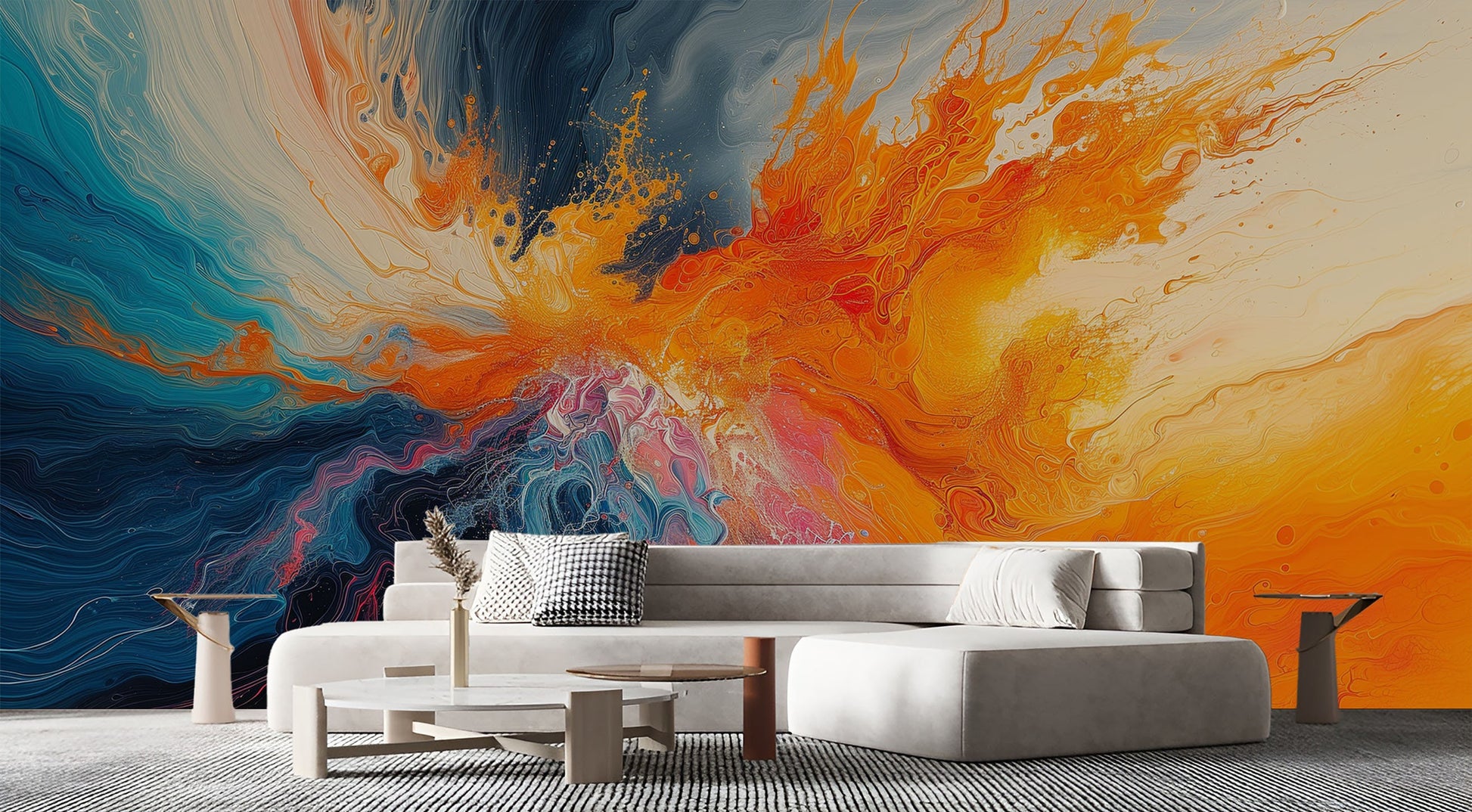 Artistic Vibrant Fluid Patterns Geometric Wallpaper Pattern – additional view, Golden Era Walls