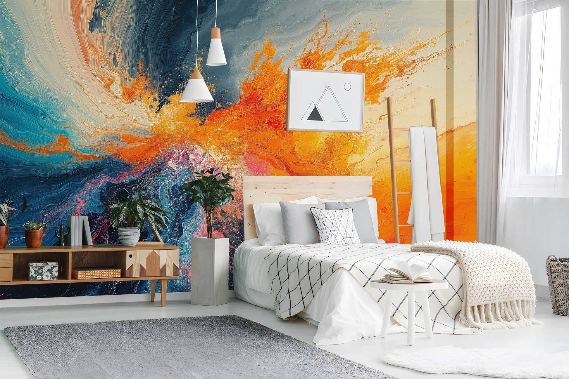 Artistic Vibrant Fluid Patterns Geometric Wallpaper Pattern – alternate view, Golden Era Walls