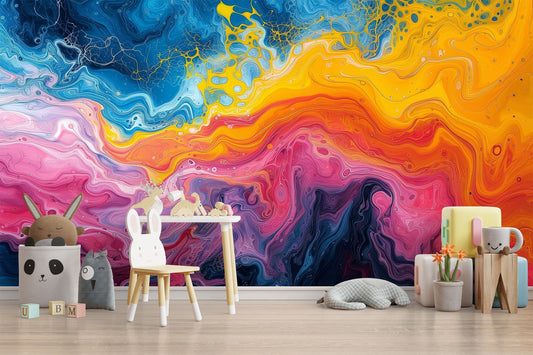 Bold Bright Contemporary Abstract Geometric Wallpaper – detail view, Golden Era Walls