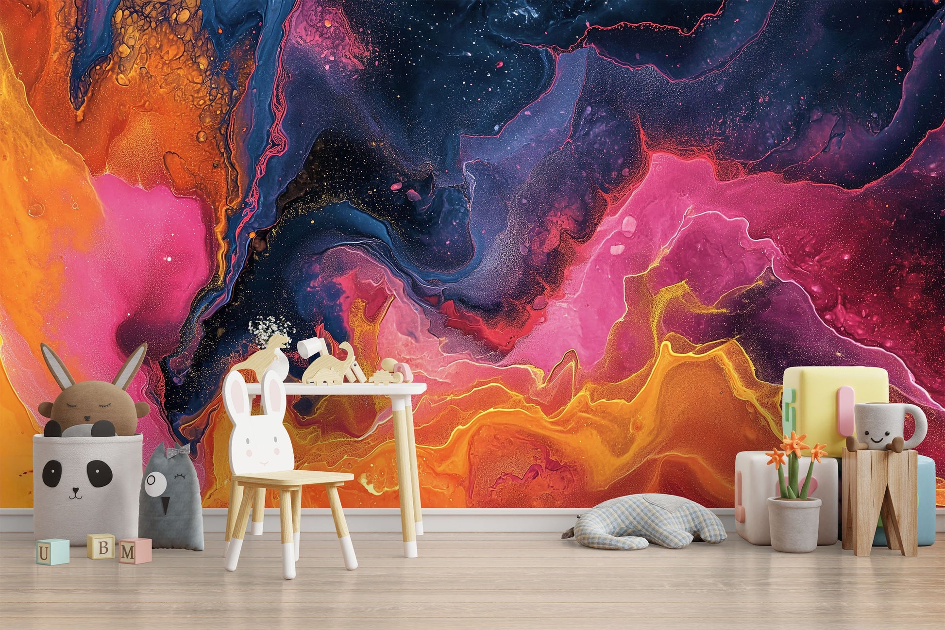 Colorful Abstract Easy Apply Geometric Wallpaper – detail view, Golden Era Walls