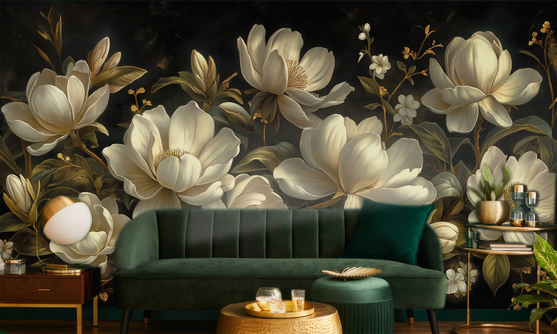 Luxury Dark Floral Non Floral Wallpaper – detail view, Golden Era Walls