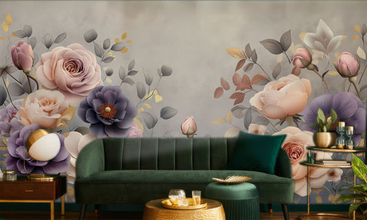 Serene Floral Non Woven Floral Wallpaper – detail view, Golden Era Walls