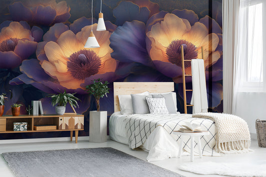 Serene Floral Abstract Peony Floral Wallpaper – lifestyle view, Golden Era Walls