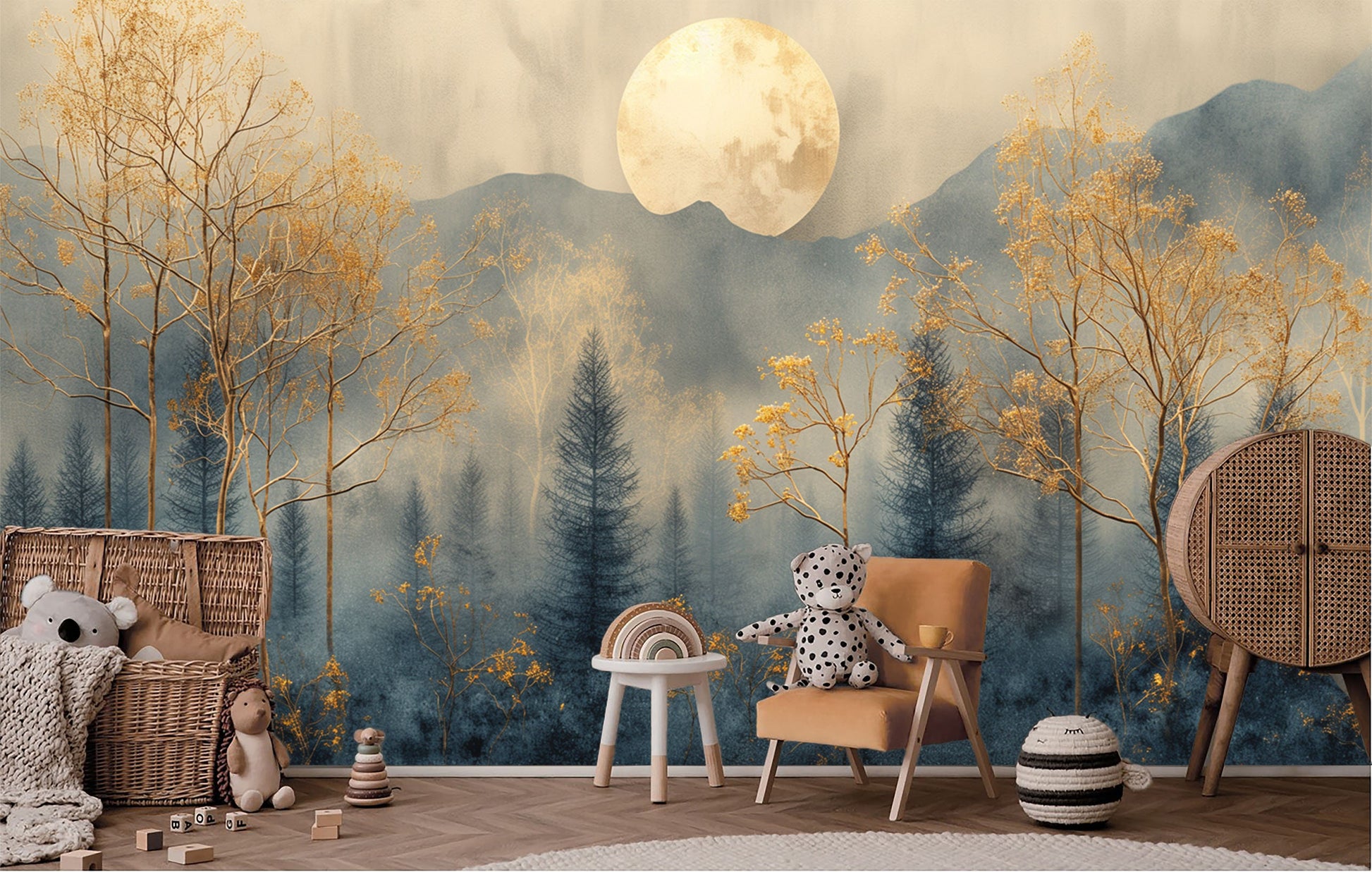 High Quality Winter Trees Geometric Wallpaper – alternate view, Golden Era Walls