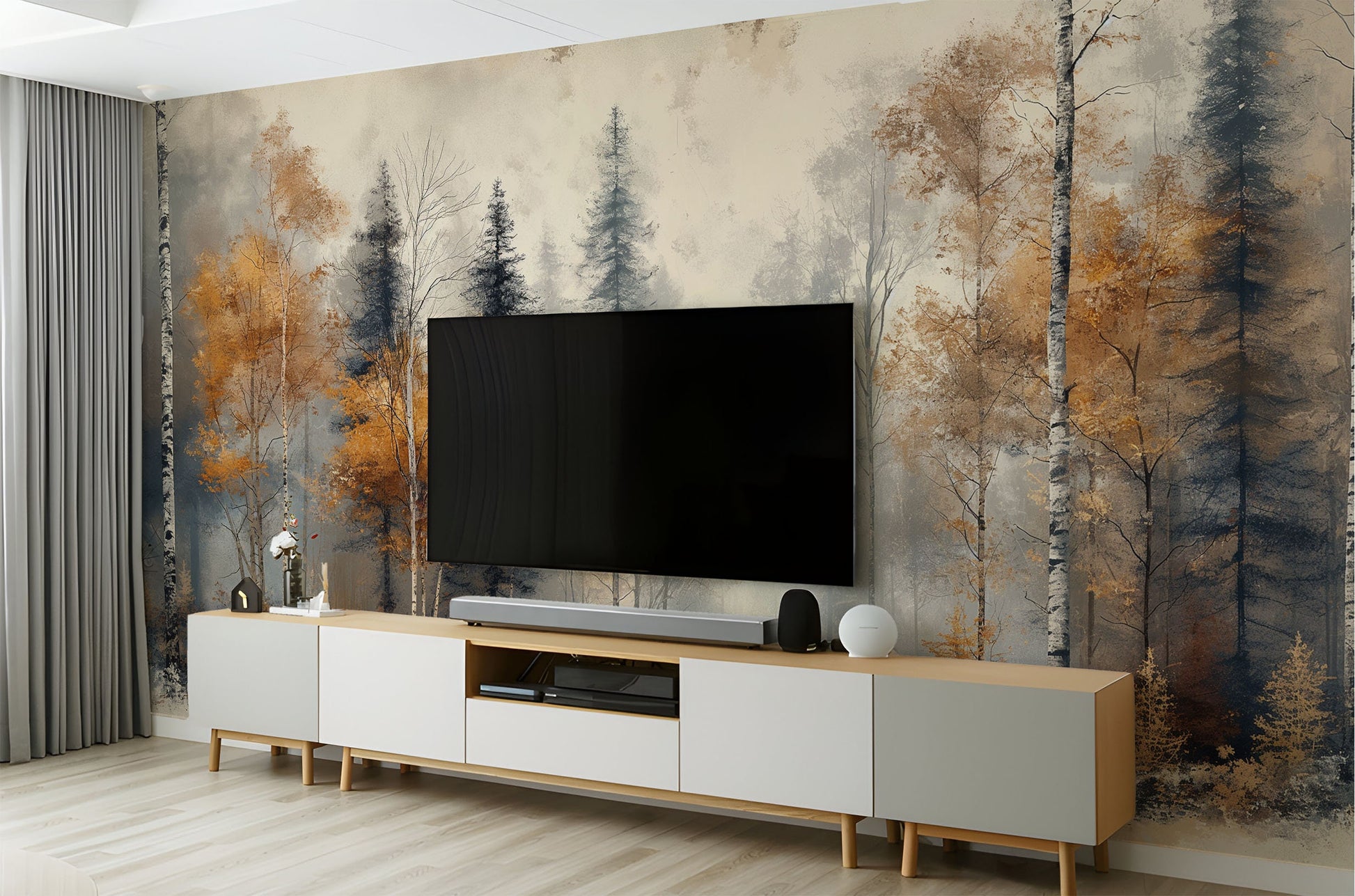 Winter Forest Abstract Premium Geometric Wallpaper – alternate view, Golden Era Walls