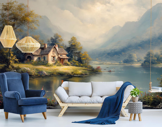 Woodland Path Golden Light Wallpaper – peel and stick wallpaper mural, Golden Era Walls