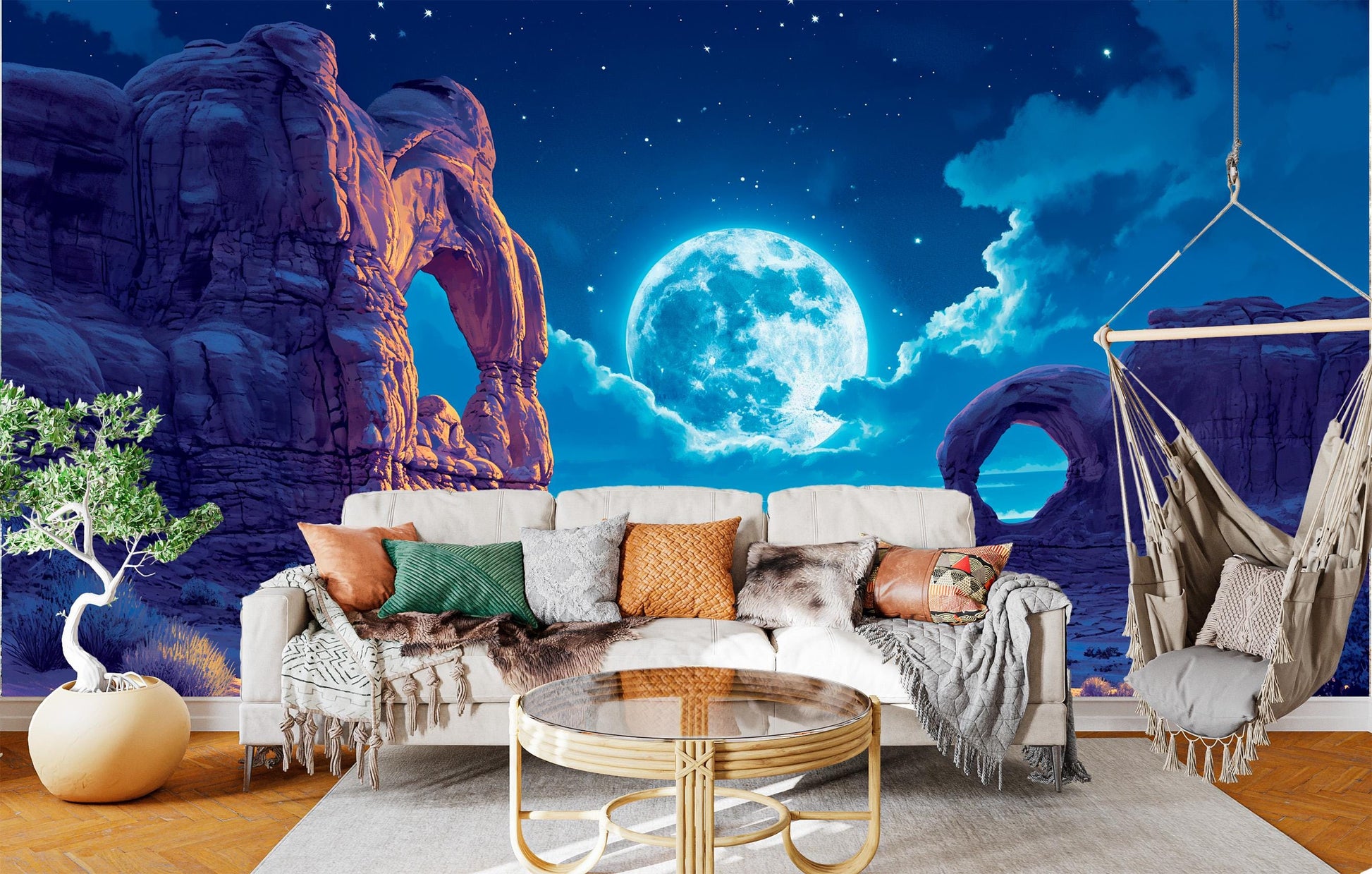 Timeless Non Woven Panoramic Wallpaper – lifestyle view, Golden Era Walls