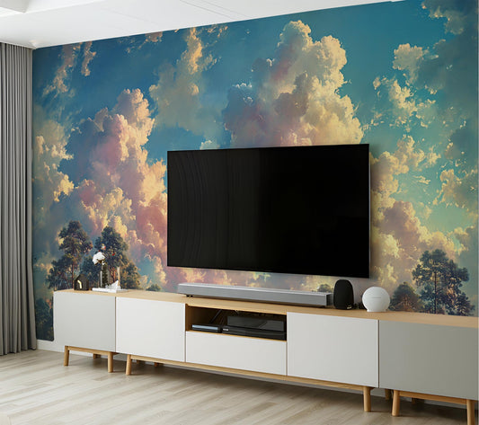 Sunrise Through Majestic Clouds Wallpaper – detail view, Golden Era Walls