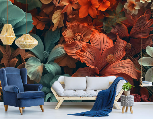 Floral Featuring Collection Tropical Floral Wallpaper – room setting, Golden Era Walls