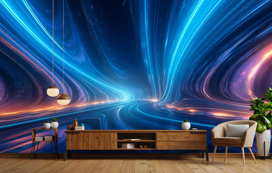 Galactic Sky Path Futuristic Wallpaper – peel and stick wallpaper mural, Golden Era Walls