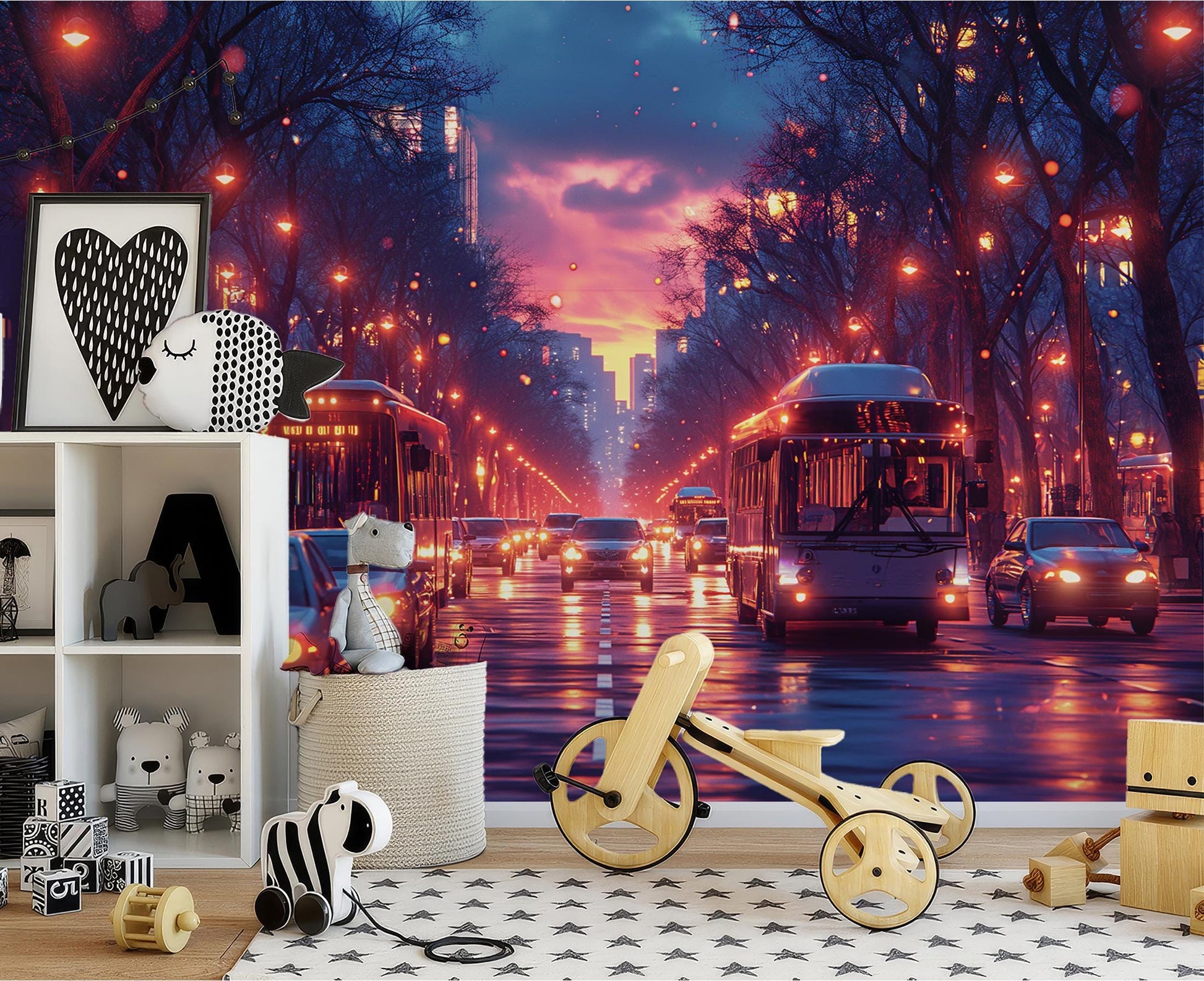 Lively City Street at Wallpaper – detail view, Golden Era Walls