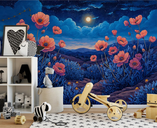 Moonlit Desert Flowers Non Floral Wallpaper – detail view, Golden Era Walls
