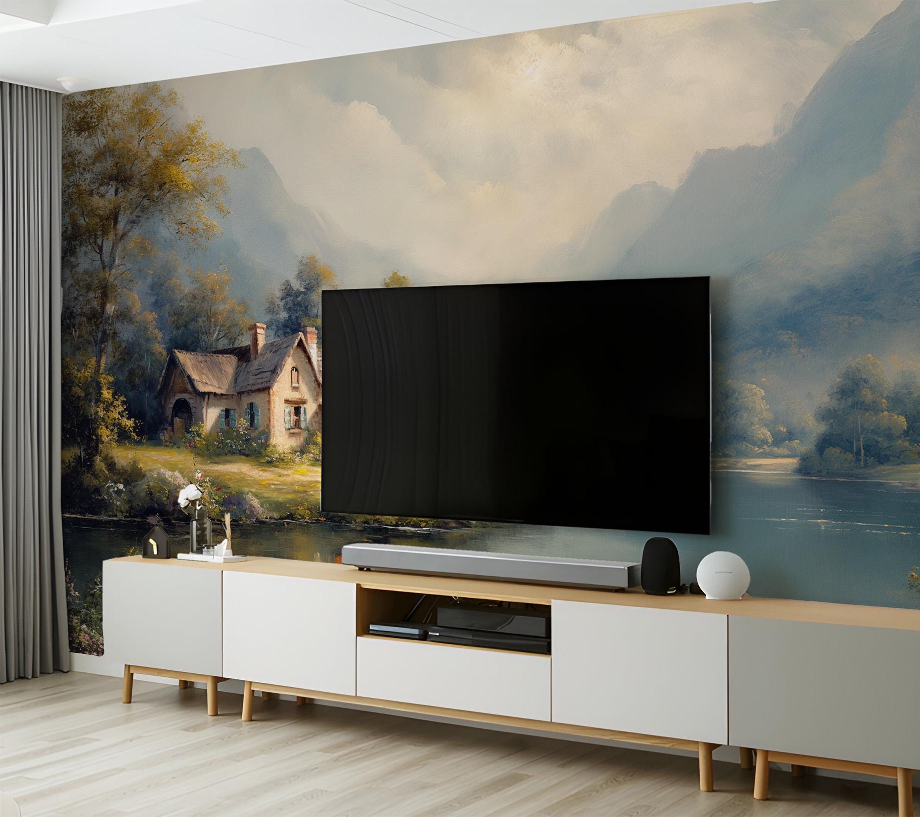 Woodland Path Golden Light Wallpaper – detail view, Golden Era Walls