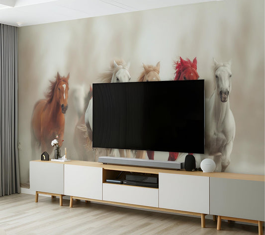 Wild Horses Running Dynamic Wallpaper – detail view, Golden Era Walls