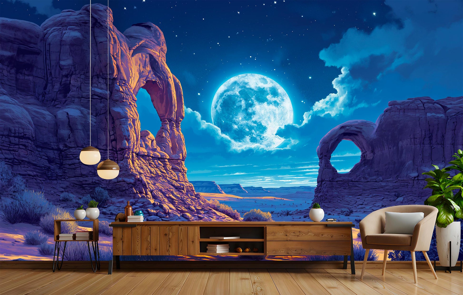 Timeless Non Woven Panoramic Wallpaper – room setting, Golden Era Walls