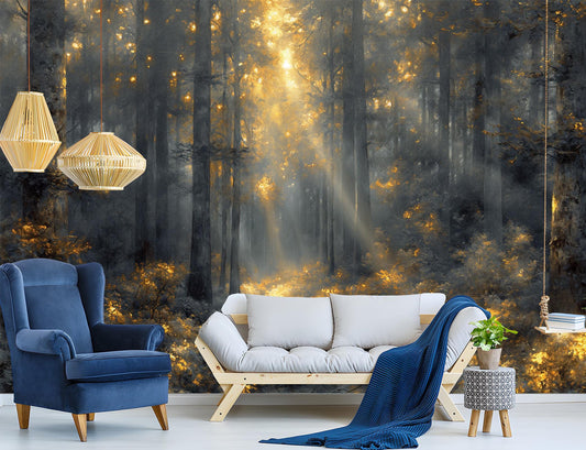 Serene Spring Meadow Wildflowers Floral Wallpaper – lifestyle view, Golden Era Walls