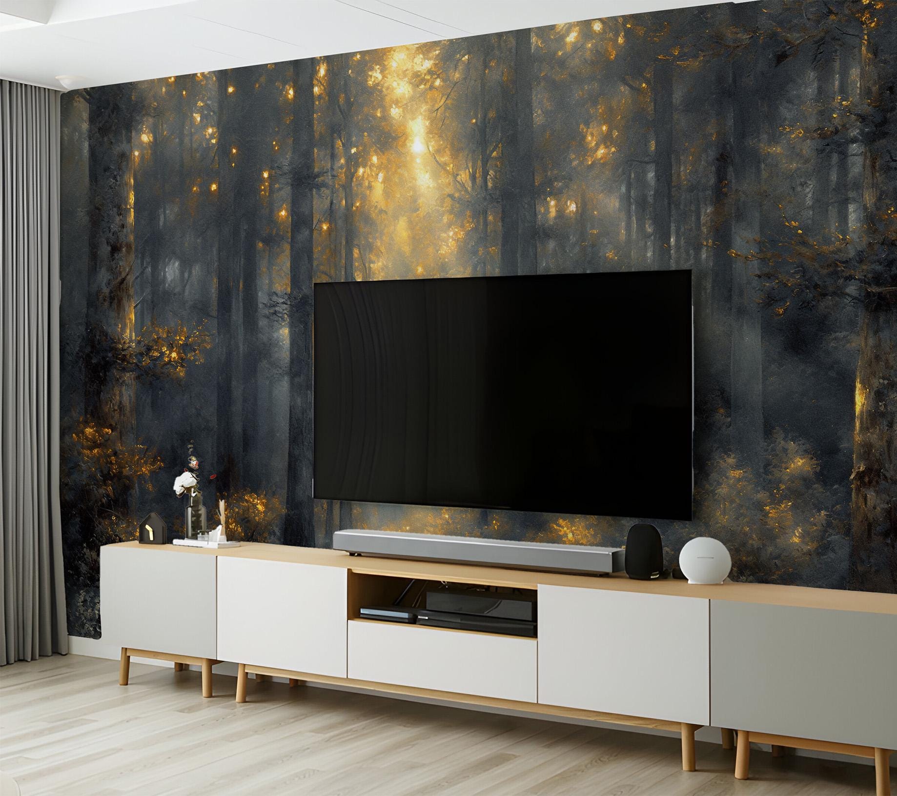 Serene Spring Meadow Wildflowers Floral Wallpaper – detail view, Golden Era Walls