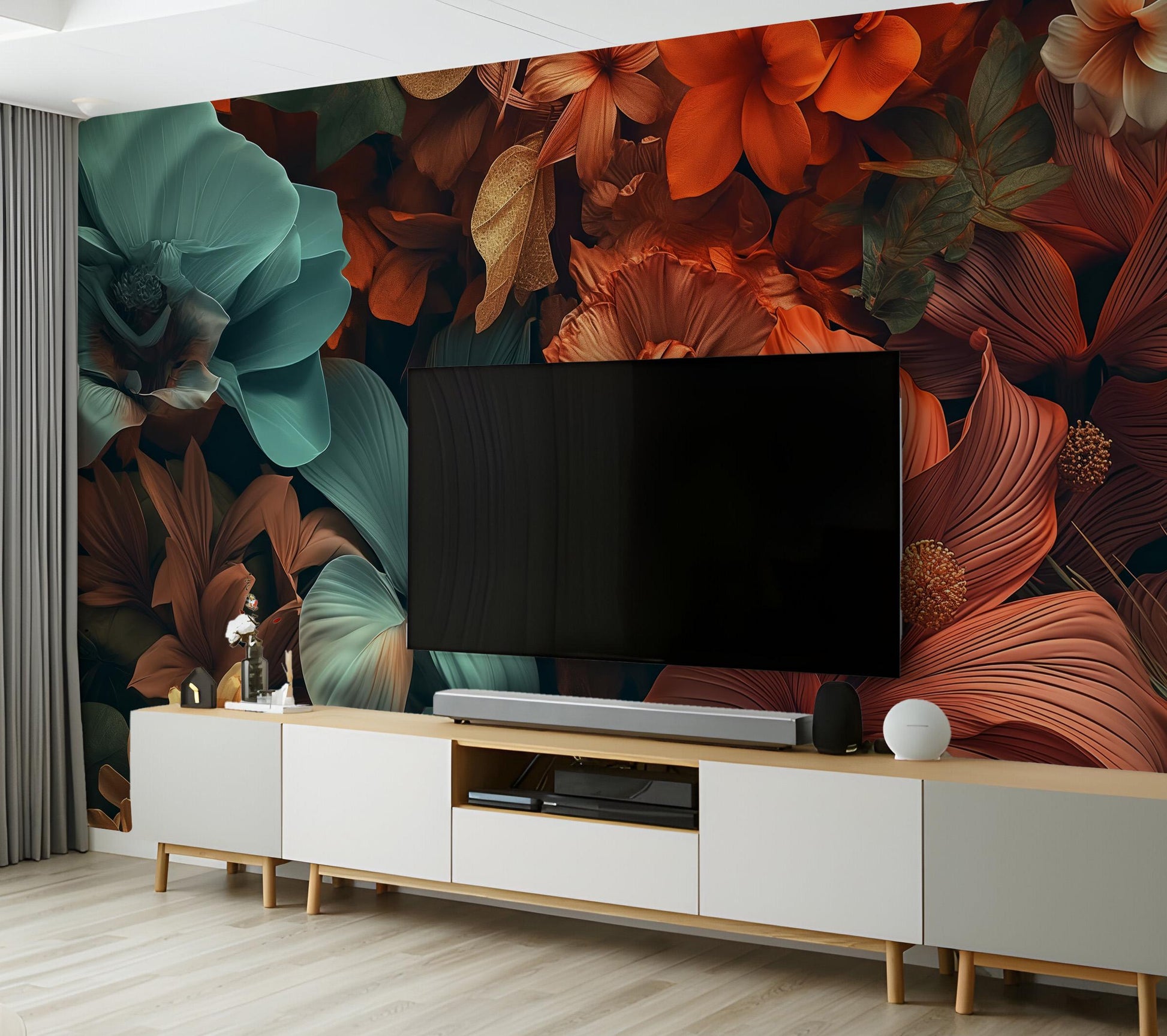 Floral Featuring Collection Tropical Floral Wallpaper – detail view, Golden Era Walls