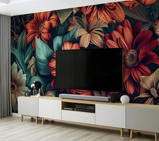 Floral D cor Featuring Floral Wallpaper – detail view, Golden Era Walls