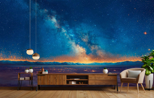 Panoramic Showcasing Majestic Milky Wallpaper – room setting, Golden Era Walls