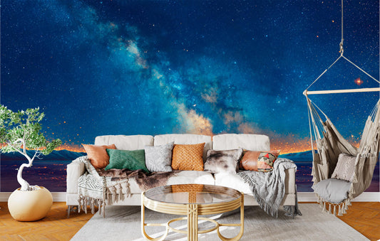 Panoramic Showcasing Majestic Milky Wallpaper – lifestyle view, Golden Era Walls