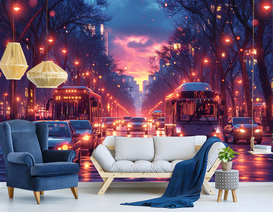 Lively City Street at Wallpaper – lifestyle view, Golden Era Walls