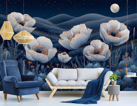 Desert Night Floral Non Floral Wallpaper – detail view, Golden Era Walls