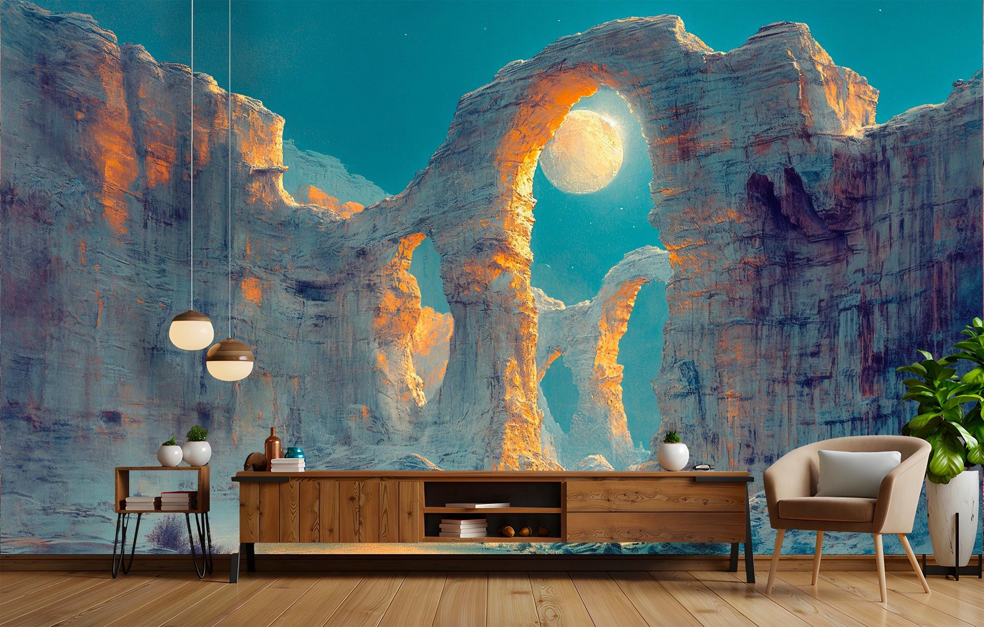 Desert Canyon Arches at Wallpaper – room setting, Golden Era Walls