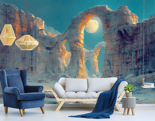 Desert Canyon Arches at Wallpaper – peel and stick wallpaper mural, Golden Era Walls