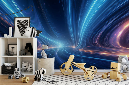 Galactic Sky Path Futuristic Wallpaper – room setting, Golden Era Walls