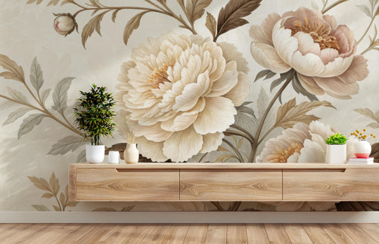 Vintage Floral Renter Friendly Floral Wallpaper – detail view, Golden Era Walls