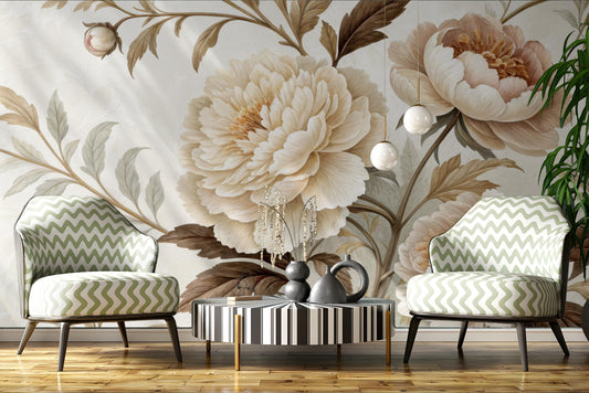 Vintage Floral Renter Friendly Floral Wallpaper – peel and stick wallpaper mural, Golden Era Walls