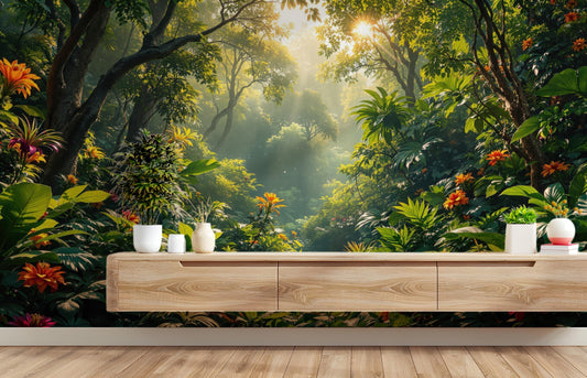 Tropical Rainforest Non Woven Floral Wallpaper – detail view, Golden Era Walls