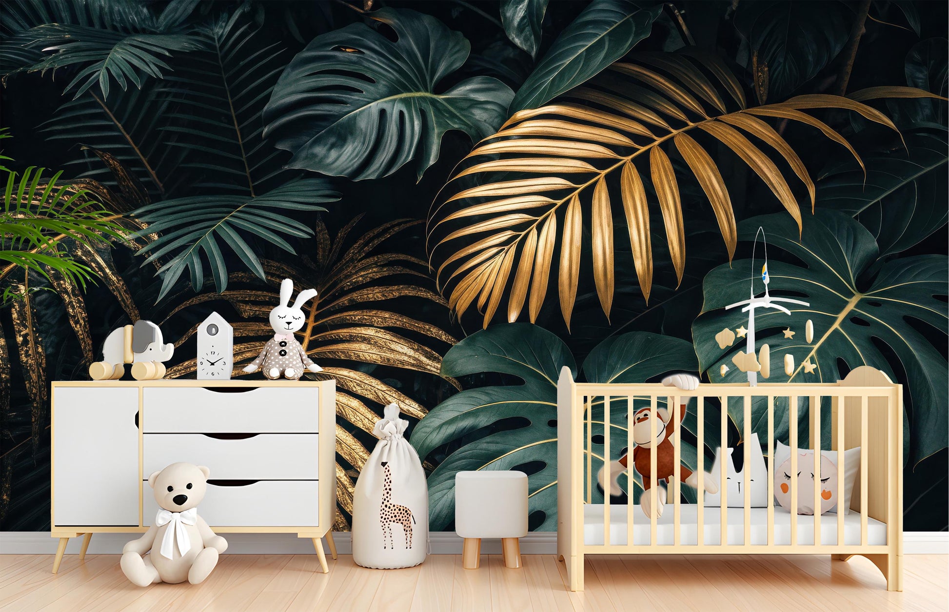 Luxury Tropical Renter Friendly Tropical Wallpaper – scale reference, Golden Era Walls