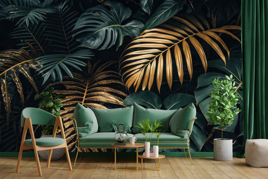 Luxury Tropical Renter Friendly Tropical Wallpaper – detail view, Golden Era Walls