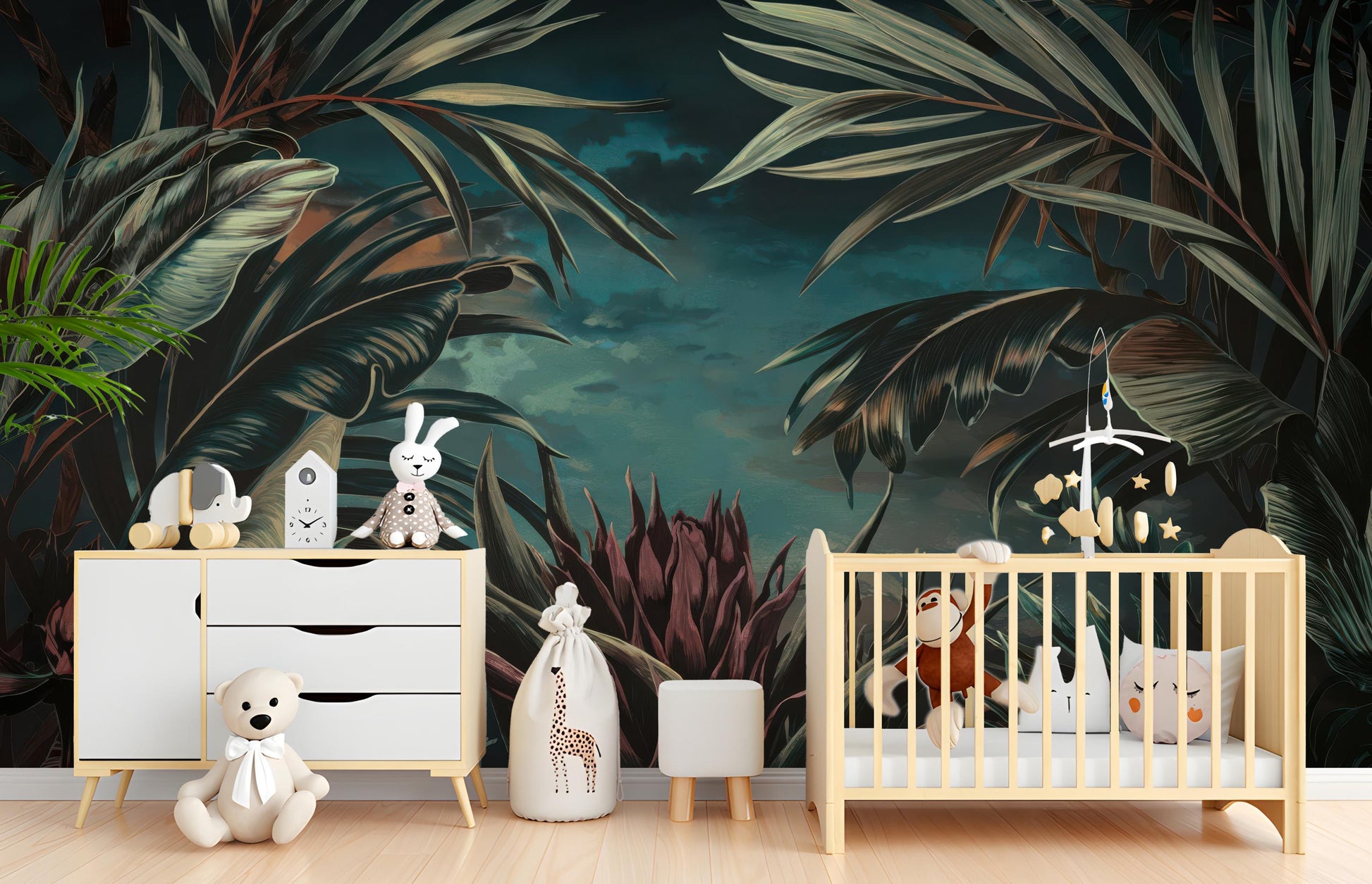 Tropical Jungle Lush Non Floral Wallpaper – lifestyle view, Golden Era Walls