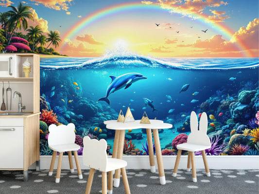 Ocean Paradise Tropical Coral Tropical Wallpaper – detail view, Golden Era Walls