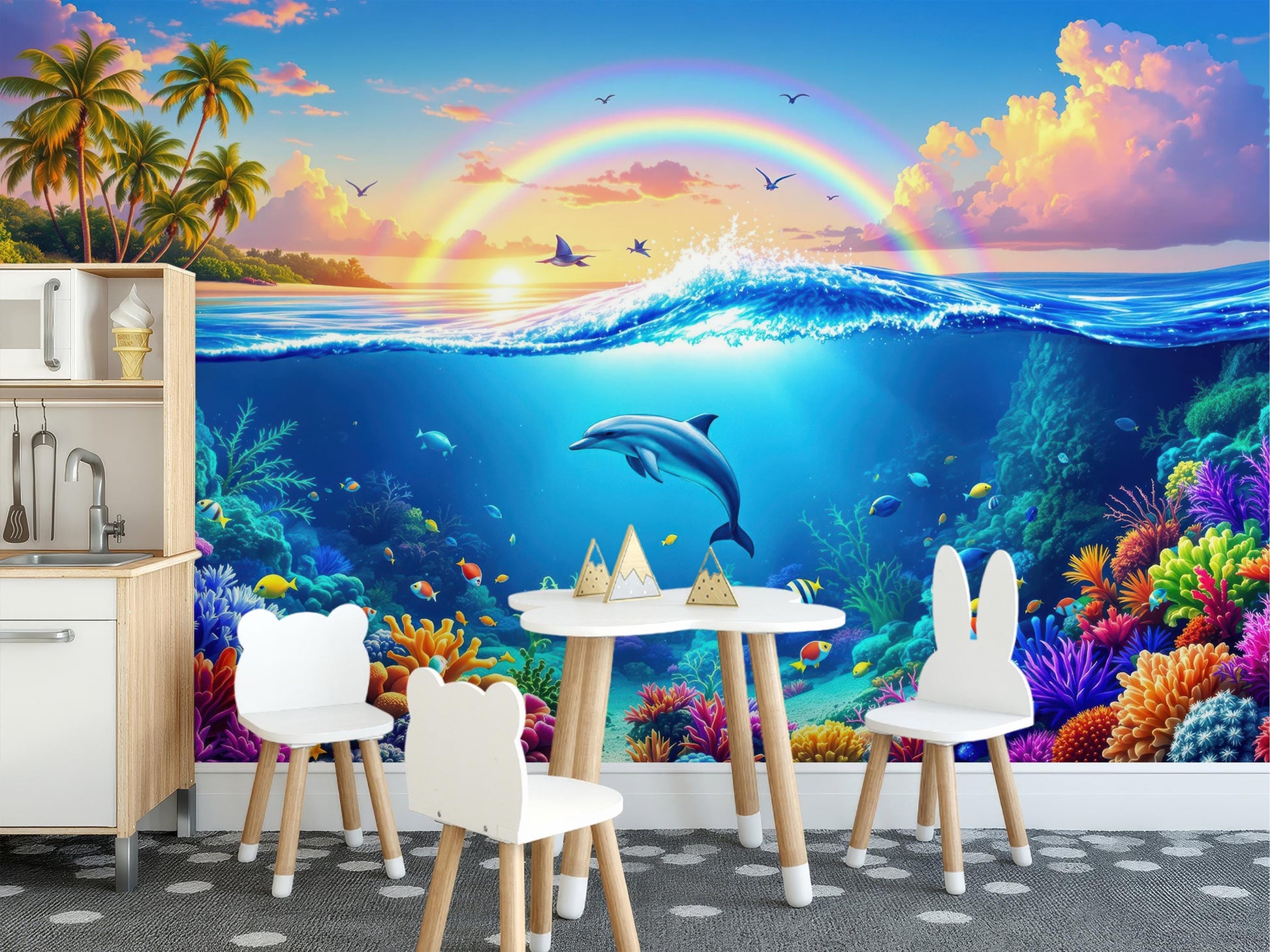 Underwater Ocean Tropical Coral Tropical Wallpaper – peel and stick wallpaper mural, Golden Era Walls