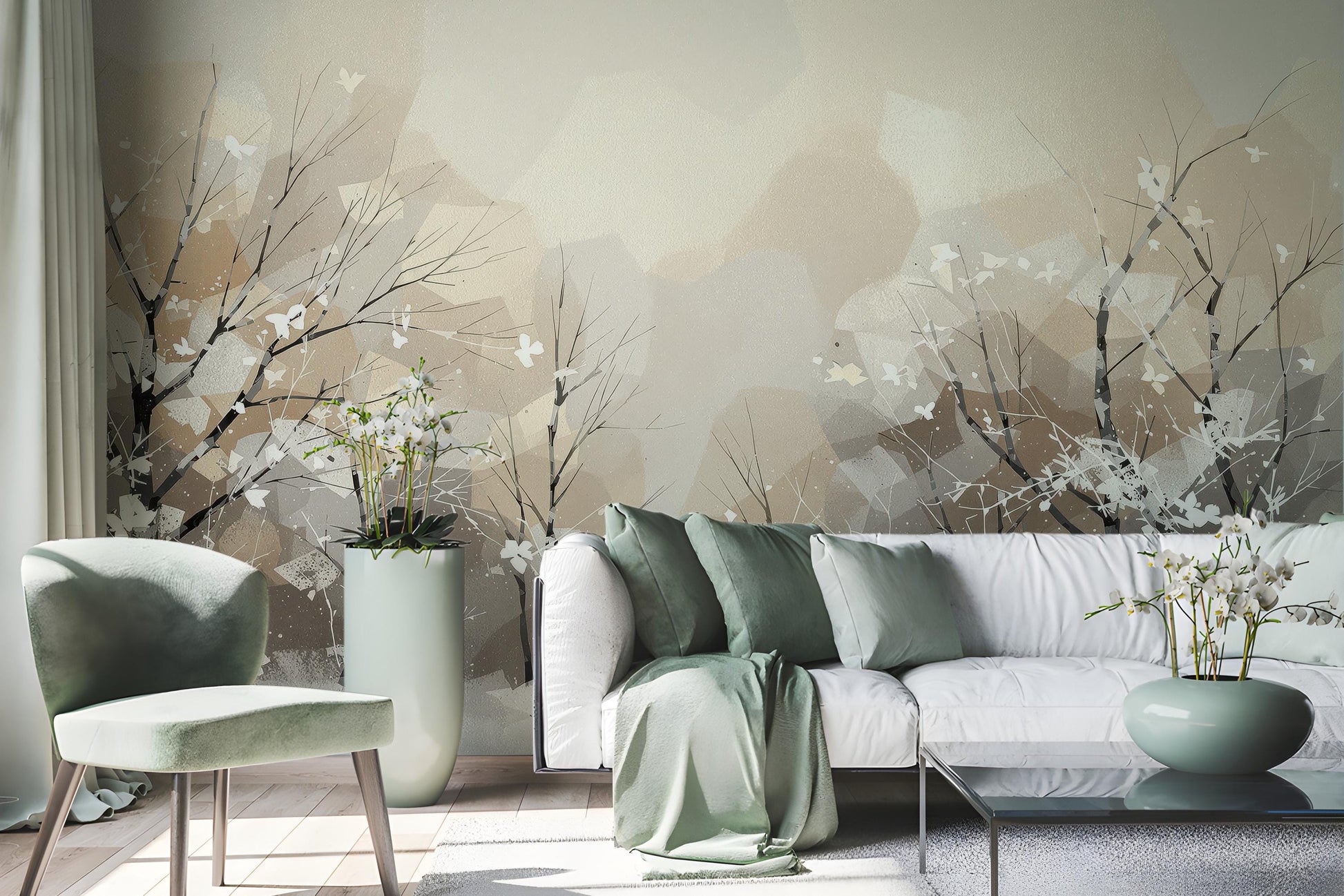 Winter Forest Snowy Tree Coastal Wallpaper – peel and stick wallpaper mural, Golden Era Walls