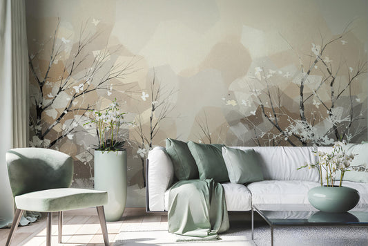 Winter Forest Snowy Tree Coastal Wallpaper – peel and stick wallpaper mural, Golden Era Walls