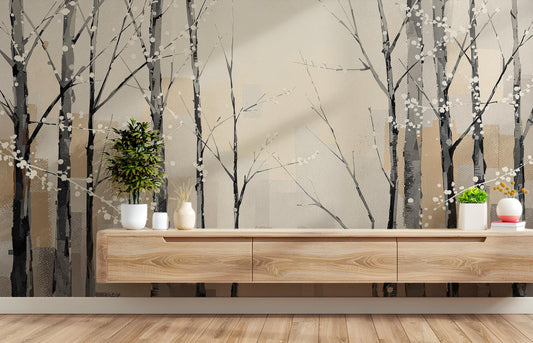 Golden Wheat Field Nature Floral Wallpaper – lifestyle view, Golden Era Walls