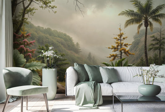 Winter Forest Snowy Tree Floral Wallpaper – peel and stick wallpaper mural, Golden Era Walls