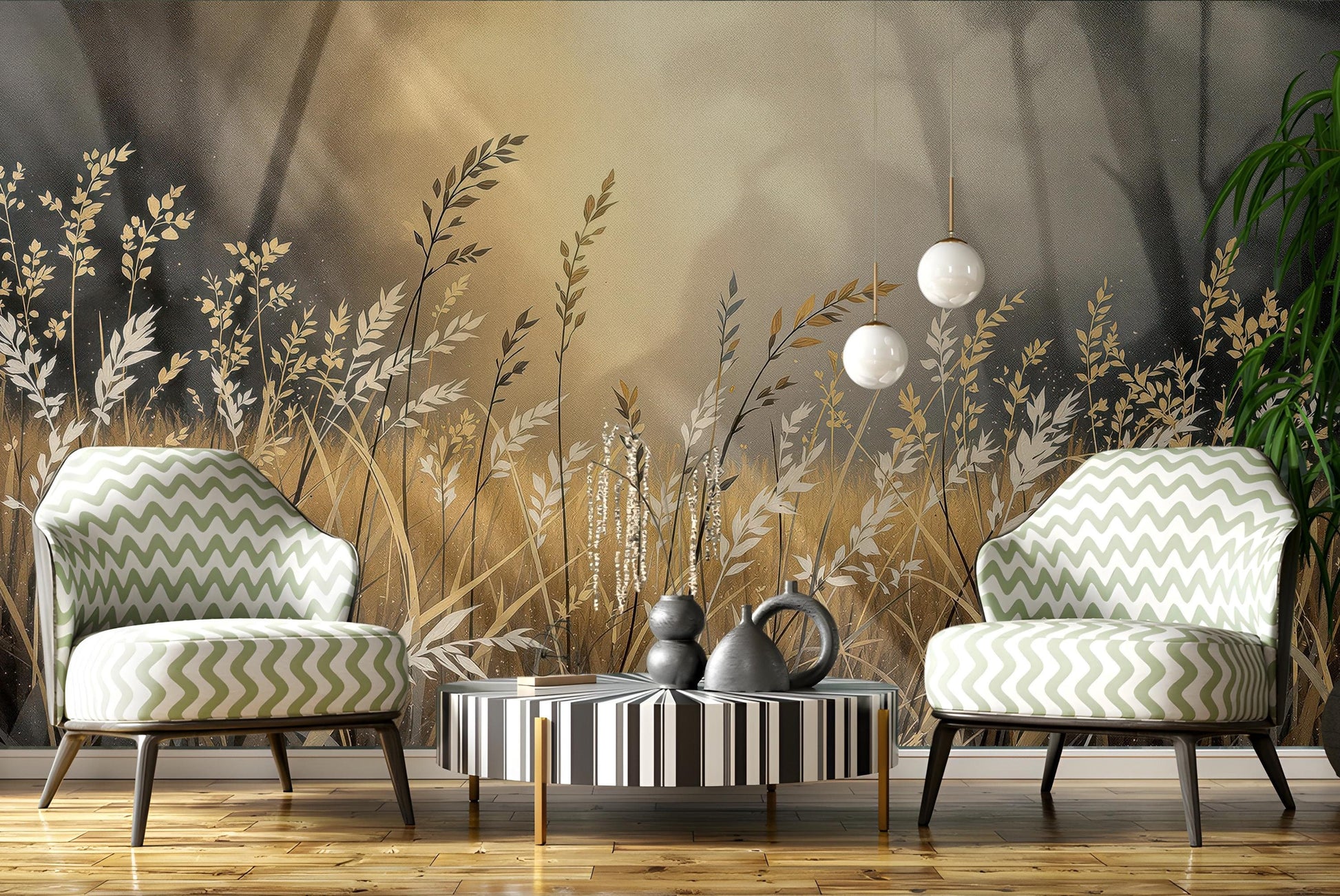 Golden Wheat Field Nature Floral Wallpaper – peel and stick wallpaper mural, Golden Era Walls