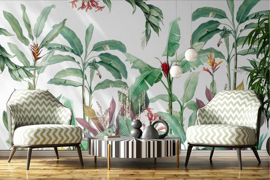 Banana Leaf Tropical Botanical Floral Wallpaper – detail view, Golden Era Walls