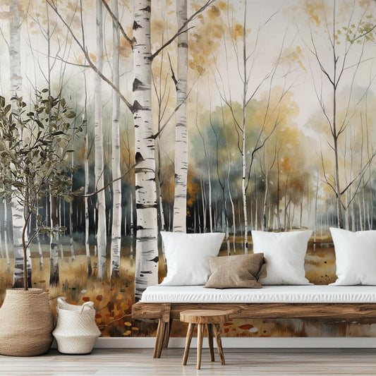 Autumn Forest or Non Coastal Wallpaper – peel and stick wallpaper mural, Golden Era Walls