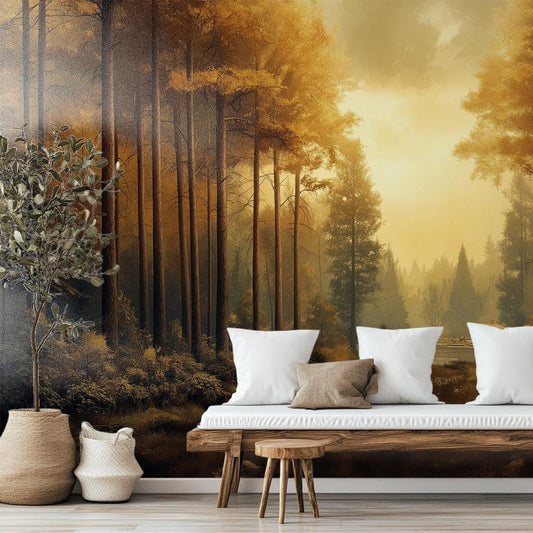 Autumn Forest or Non Coastal Wallpaper – lifestyle view, Golden Era Walls