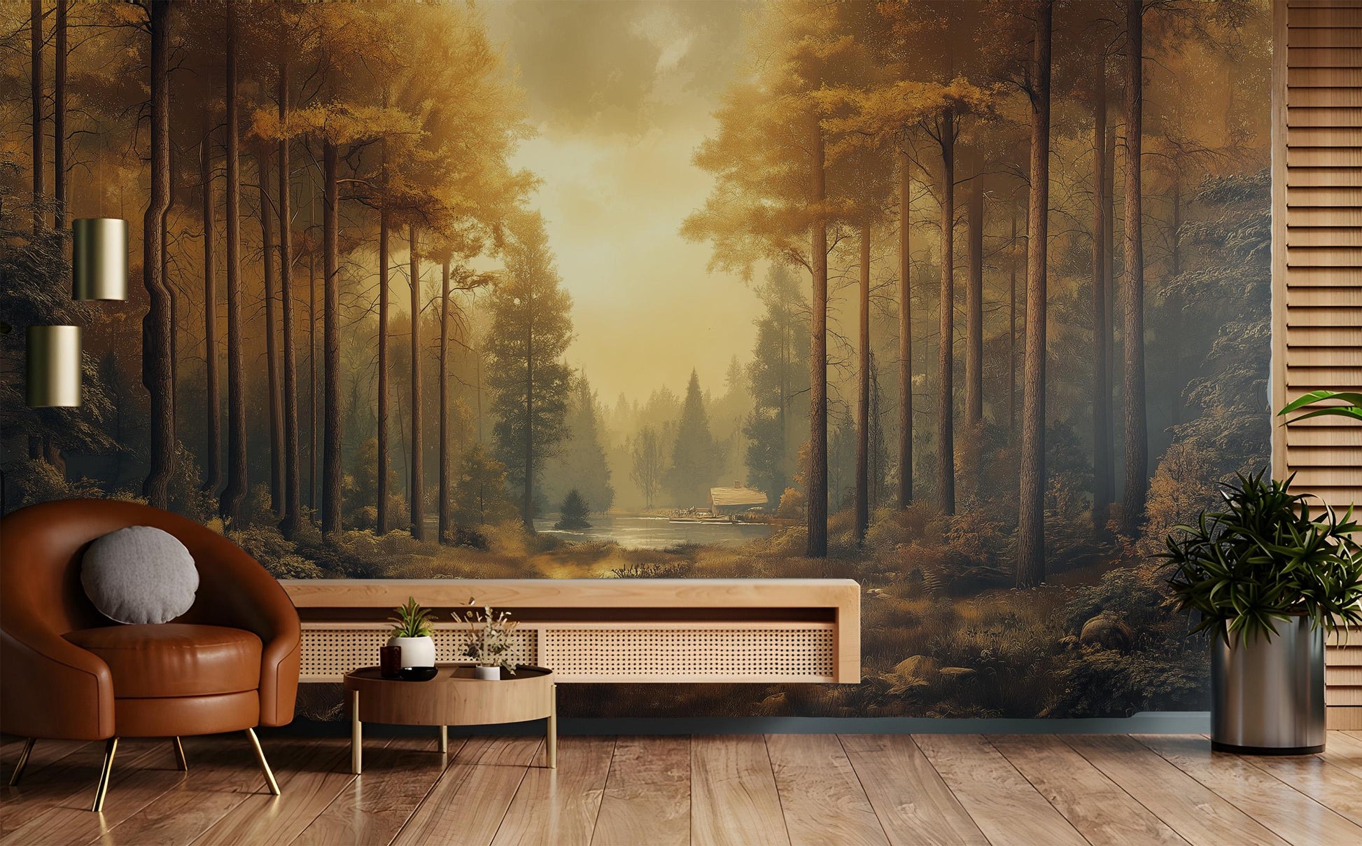 Autumn Forest or Non Coastal Wallpaper – scale reference, Golden Era Walls