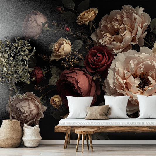 Chic Peony Flower Floral Floral Wallpaper – lifestyle view, Golden Era Walls